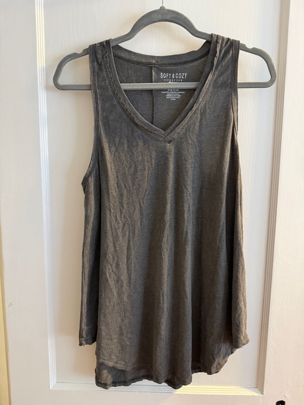Women's V-Neck Tank Top in Charcoal Gray